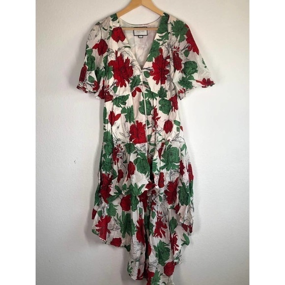 Alexis Idella Dress White Floral Print Short Sleeve Size Medium - Picture 6 of 16